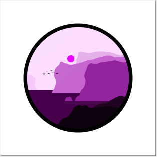 Minimalist Landscape - Purple Cliffs Posters and Art